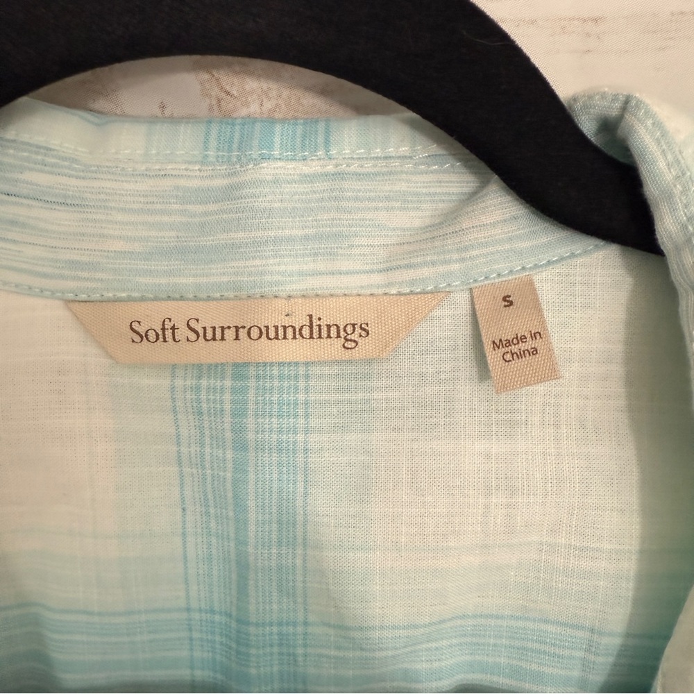 Soft Surroundings Blue Plaid Button Lagenlook Blo… - image 5